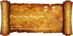 Paczolay Karion névjegykártya
